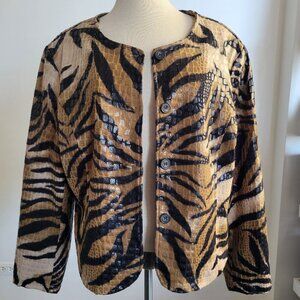 Selene Sport Faux Snake Skin Brown Light Jacket (Size: Large)